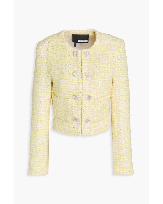 ROTATE BIRGER CHRISTENSEN Yellow Sequin-Embellished Tweed Jacket