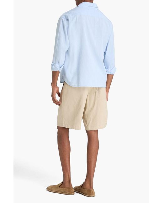 FRAME Blue Cotton And Linen-blend Chambray Shirt for men