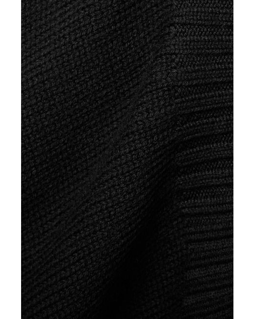 Monse Black Asymmetric Merino Wool-blend Hooded Sweater