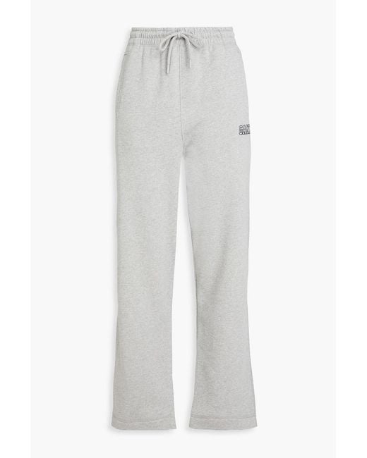 Ganni White Cotton-blend Fleece Track Pants