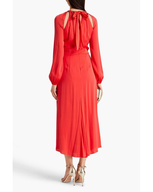 Veronica Beard Red Fayla Cutout Silk-blend Satin Midi Dress