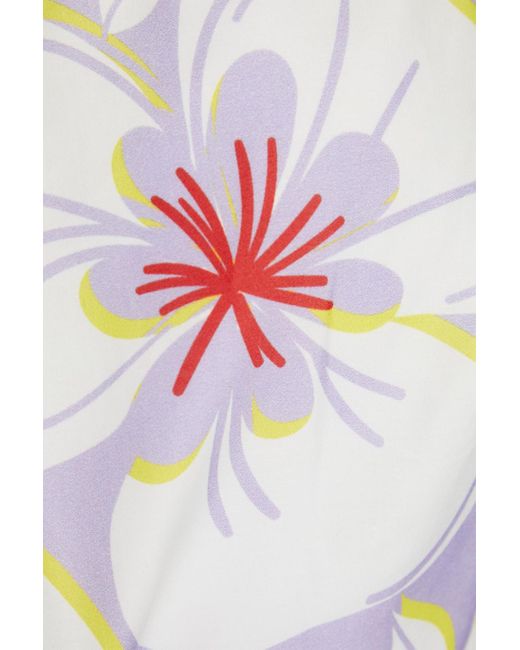 Racil White Cropped Floral-print Cotton Top