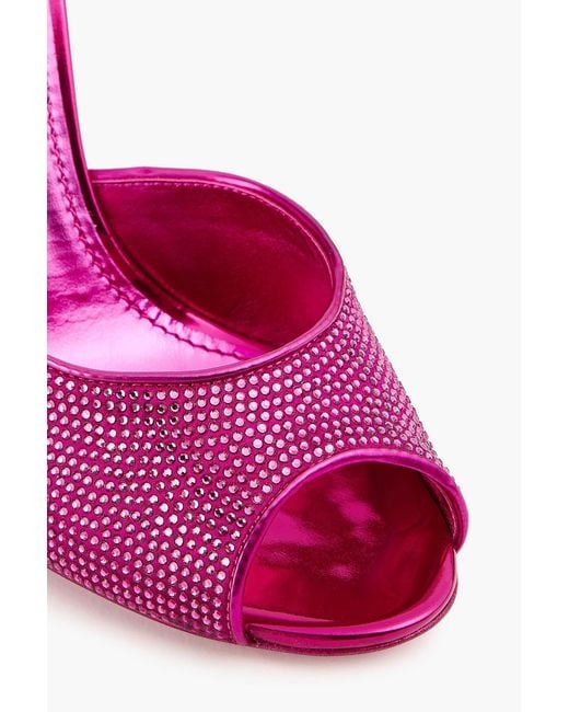 Dolce & Gabbana Pink Crystal-embellished Satin Mules