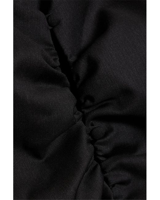 IRO Black Baomi Ruched Belted Wool-twill Mini Dress