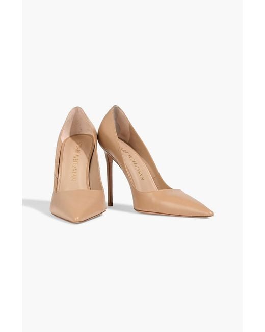Stuart Weitzman White Stuart 110 Leather Pumps