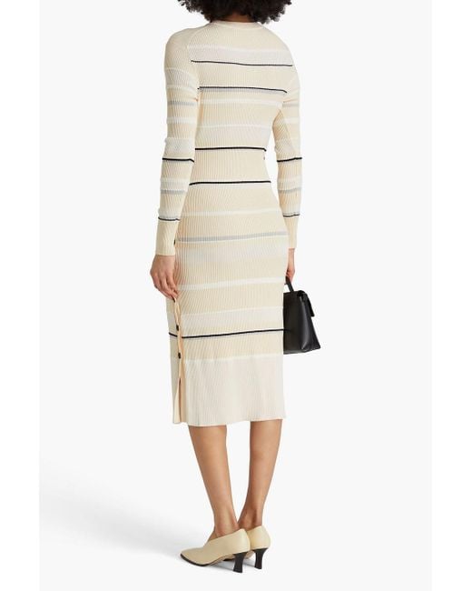 Proenza Schouler Natural Rachel gestreiftes midikleid aus rippstrick