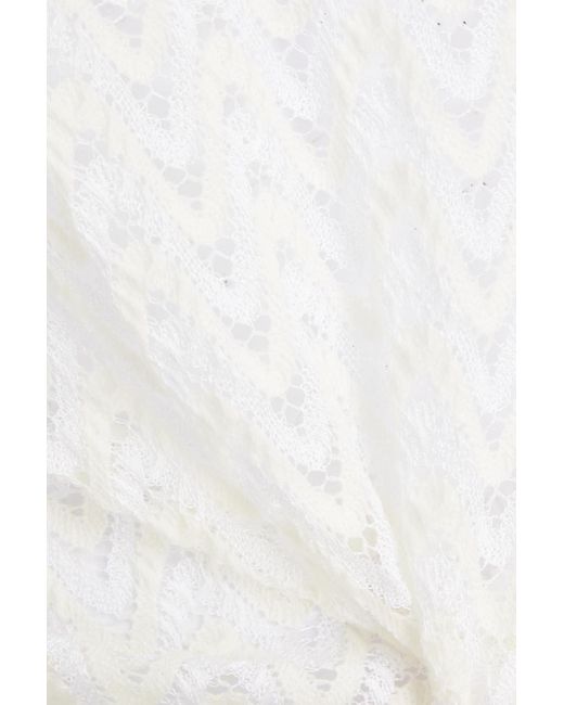 Missoni White Crochet-knit Wool-blend Turtleneck Top