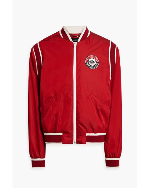 Dolce & Gabbana Red Embroide Satin Bomber Jacket for men