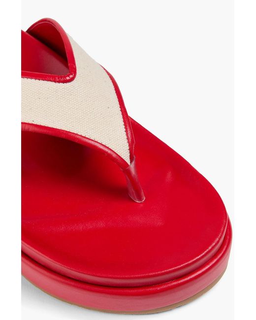 Ancient Greek Sandals Red Charys Leather-Trimmed Canvas Platform Sandals