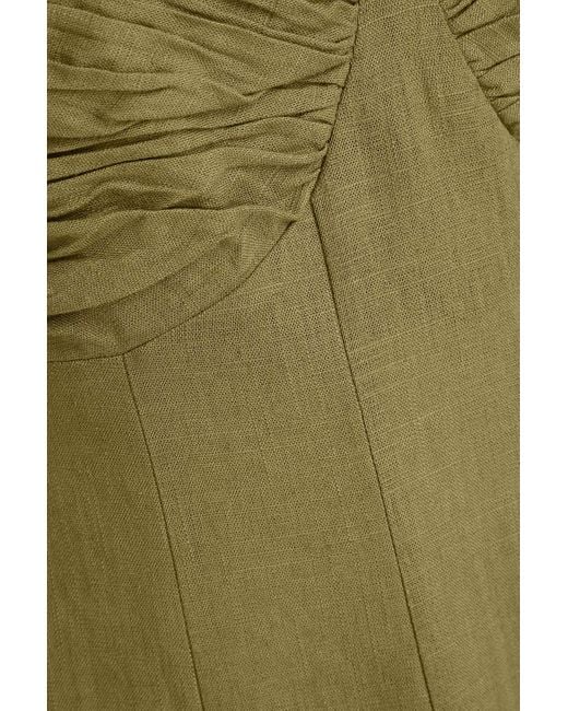Diane von Furstenberg Green Beth Gathered Woven Midi Dress