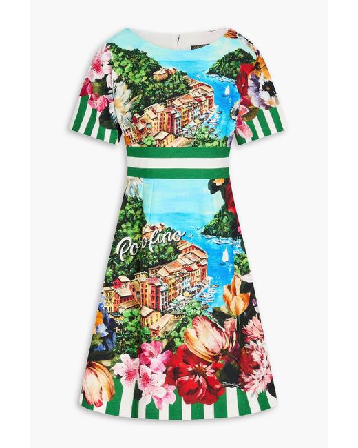 Dolce & Gabbana White Kleid aus crêpe aus einer baumwollmischung mit print
