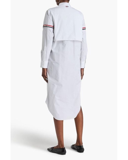 Thom Browne White Cotton-Poplin Midi Shirt Dress