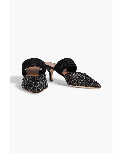 Malone Souliers Black Maisie 45 Cord-trimmed Mesh Mules