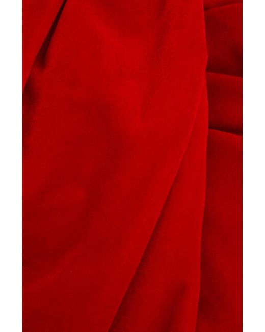 Simone Rocha Tulle-paneled Cotton-velvet Midi Dress in Red | Lyst UK