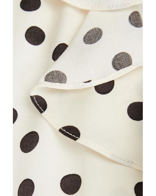 Claudie Pierlot White Midi-wickelkleid aus twill mit polka-dots und rüschen