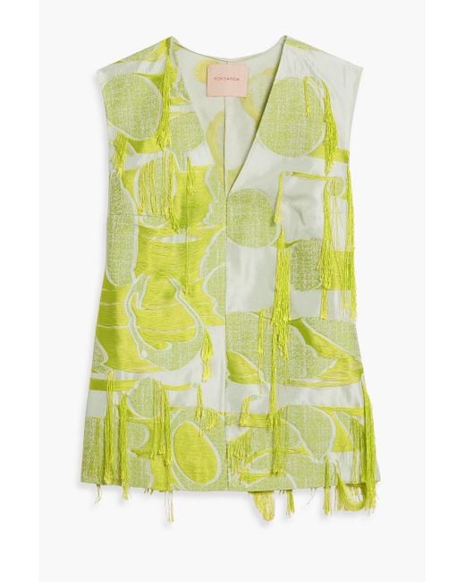 Roksanda Yellow Medeia Fringed Jacquard Top