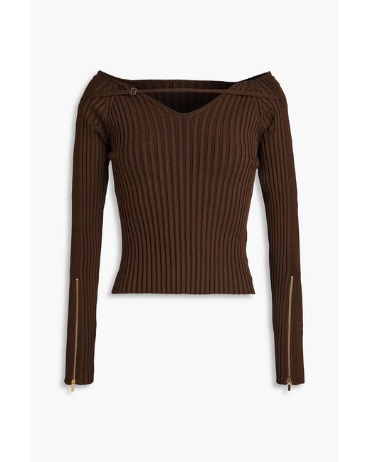 Jacquemus Brown Oro Ribbed-knit Sweater