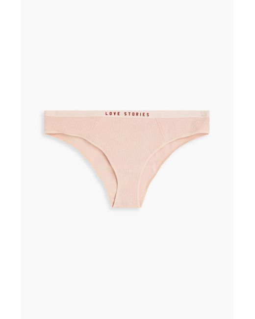 LoveStories Pink Truman Ribbed Stretch-cotton Jersey Mid-rise Briefs