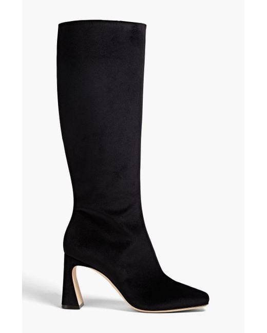 Alberta Ferretti Velvet Knee Boots in Black Lyst UK