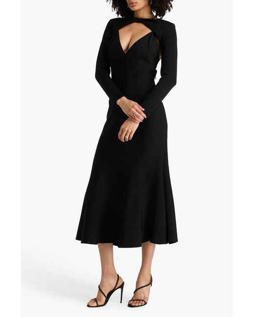Roland Mouret Black Convertible Cutout Stretch-knit Midi Dress