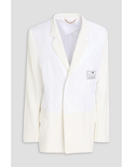 Victoria Beckham White Appliquéd Satin-Paneled Twill Blazer