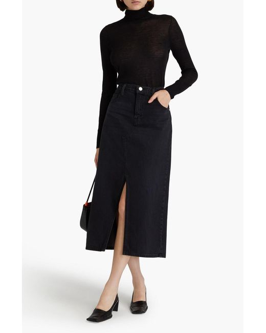FRAME Black The Midaxi Denim Midi Skirt
