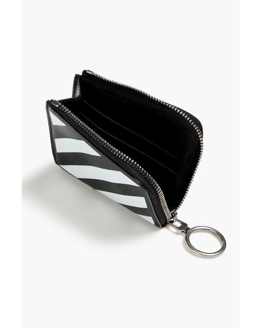 Off-White c/o Virgil Abloh Black Striped Pebbled-Leather Wallet for men