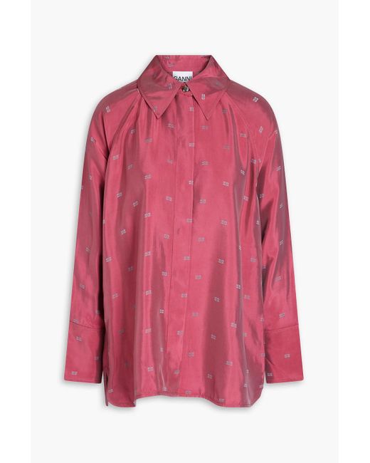 Ganni Pink Printed Satin Shirt