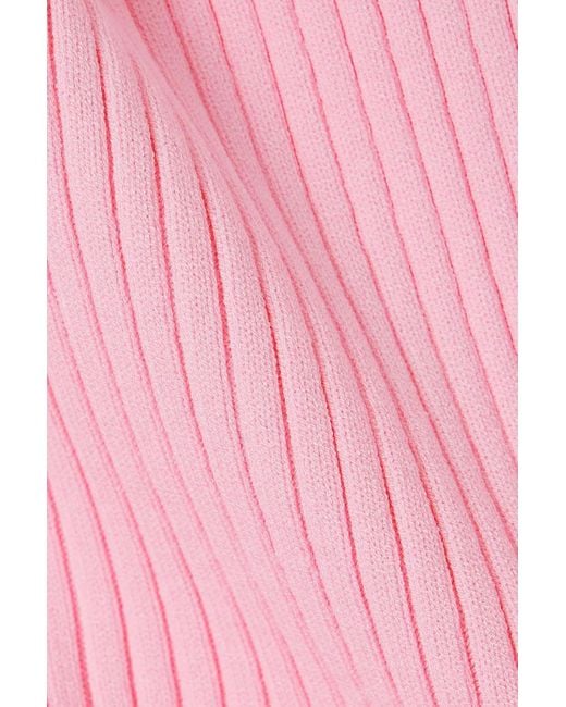 Courreges Pink Verkürzter rollkragenpullover aus rippstrick mit cut-out