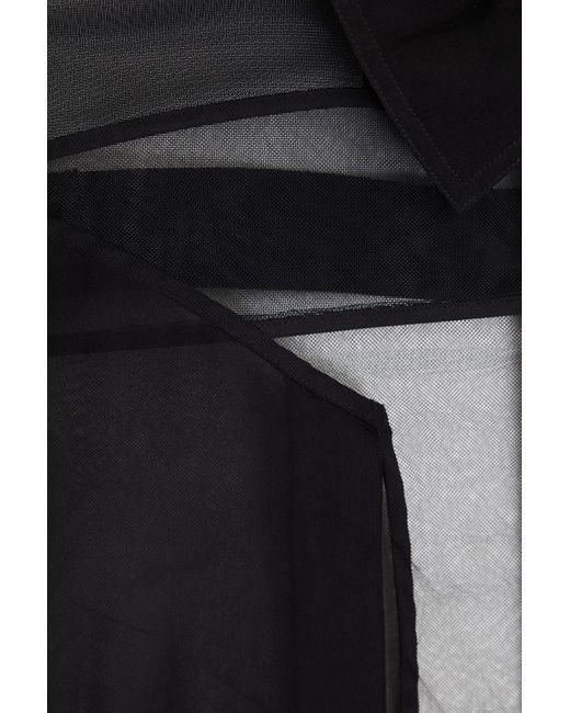 Rick Owens Black Tulle-paneled Silk-chiffon Shirt