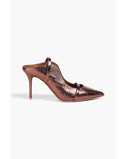 Malone Souliers Brown Maureen 85 Metallic Snake-effect Leather Pumps