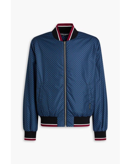 Dolce & Gabbana Blue Printed Shell Bomber Jacket for men