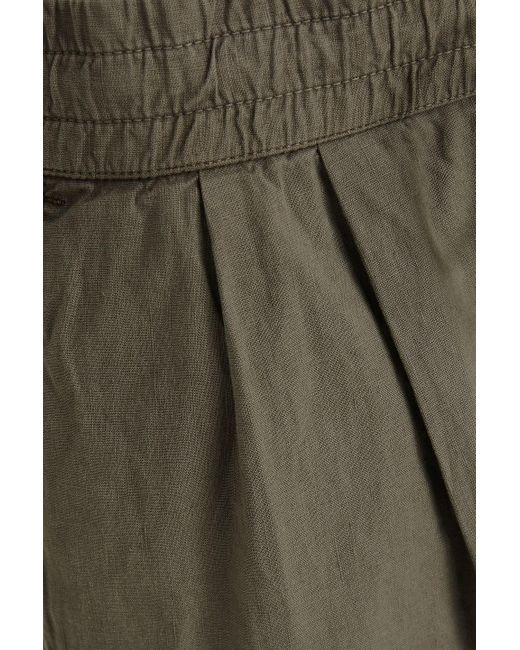 James Perse Green Shorts aus einer leinenmischung mit falten