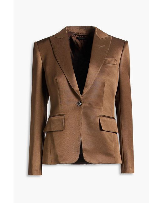 Tom Ford Brown Wool And Silk-Blend Blazer