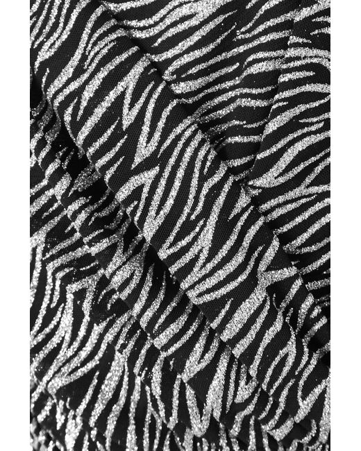 Redemption Black Gerafftes wickeloberteil aus tüll mit zebraprint und glitter-finish