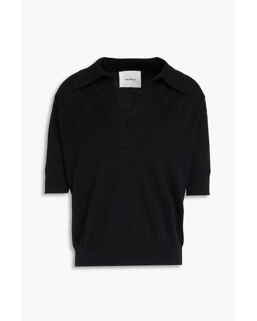 Lisa Yang Black Carina Cashmere Polo Sweater