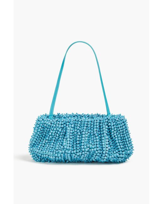 Staud Blue Bean Bead-Embellished Twill Shoulder Bag