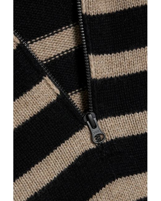 Lisa Yang Black Nicola Oversized Striped Cashmere Half-zip Sweater