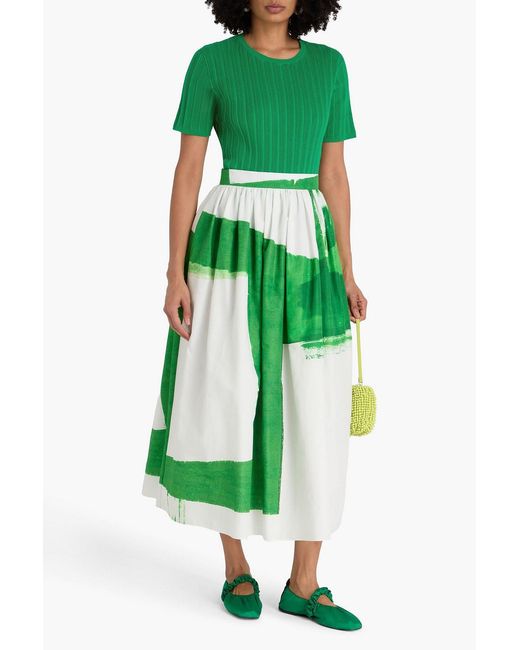 Erdem Green Ribbed Cotton Top