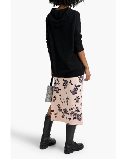 RED Valentino Pink Floral-print French Cotton-blend Terry Midi Skirt