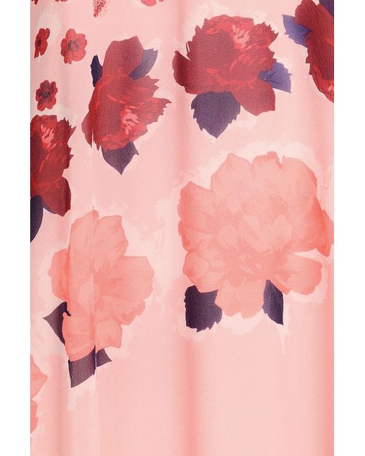 Erdem Red Floral-print Silk-voile Midi Dress