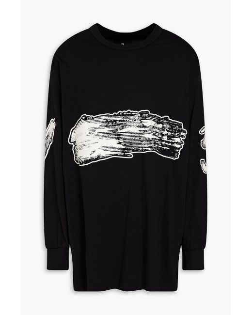 Y-3 Black Printed Cotton-jersey T-shirt for men