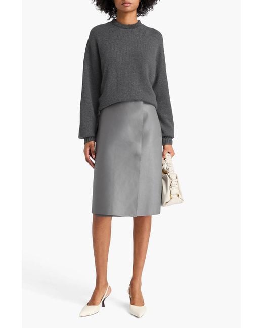 Brunello Cucinelli Gray Bead-Embellished Cashmere Sweater