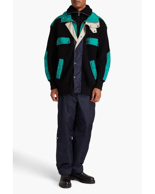 Isabel Marant Black Darius Shell-trimmed Ribbed Wool-blend Jacket for men
