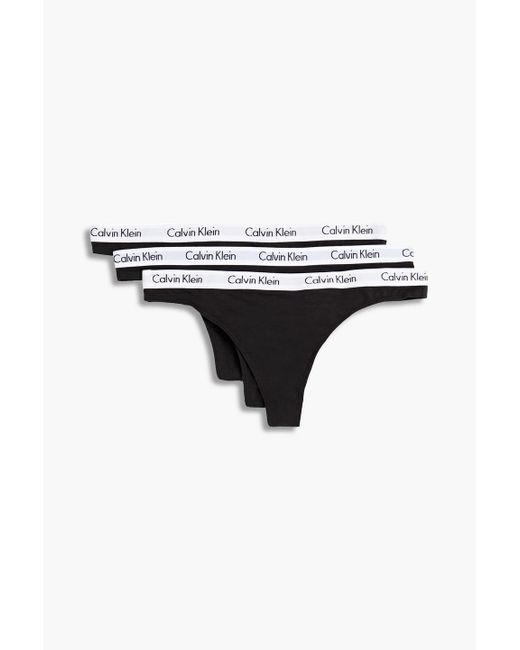 Calvin Klein Set Of Three Stretch-cotton Jersey Low-rise Thongs in Black |  Lyst Canada
