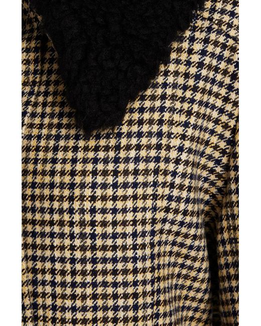 Sea Yellow Houndstooth Cotton-blend Tweed Coat