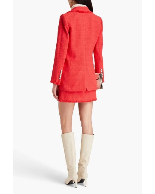 Veronica Beard Red Nayeli Double-breasted Cotton-blend Tweed Jacket
