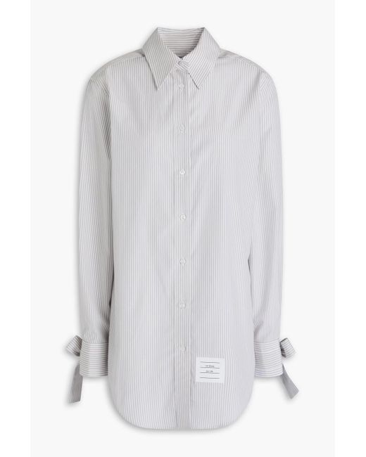Thom Browne White Hemd aus popeline aus einer seiden-baumwollmischung mit streifen