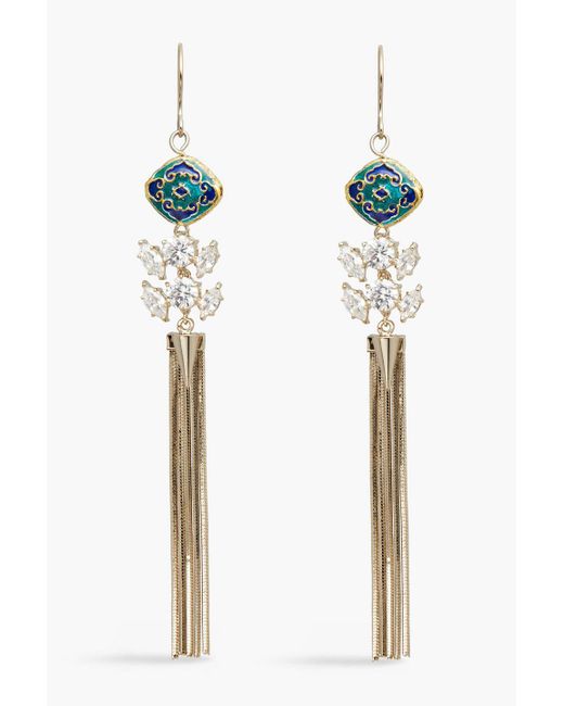 Iosselliani Multicolor 18-karat Gold-plated, Crystal And Enamel Earrings