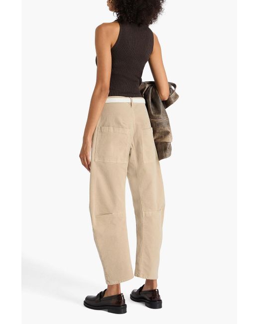 Nili Lotan Natural Shon Cropped Cotton-Blend Corduroy Tapered Pants